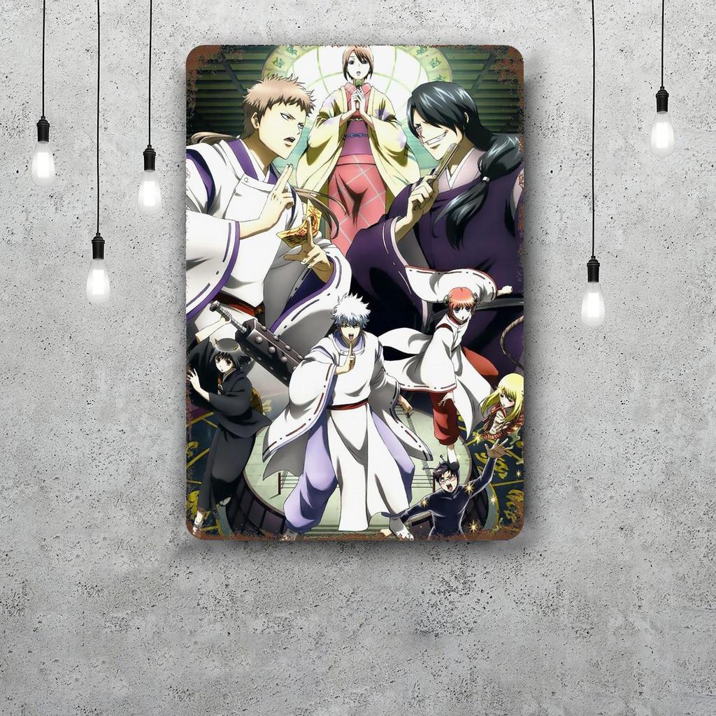 Classic Japanese Anime Art Gintama Funny Bar Metal Sign Retro Plaque Vintage Sign Alcohol Drinker Pub Club Kitchen