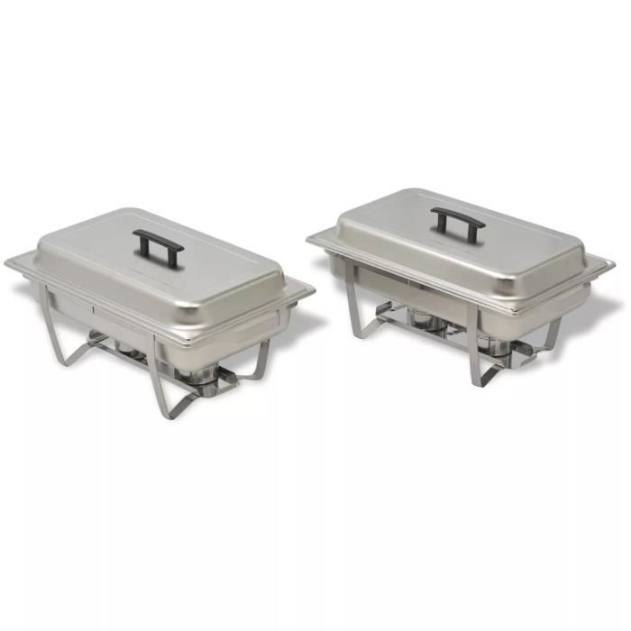 Ensemble de chauffe-plats - VIDAXL - 2 pcs - Acier inoxydable - Dimensions Gastronorm - Facile à nettoyer