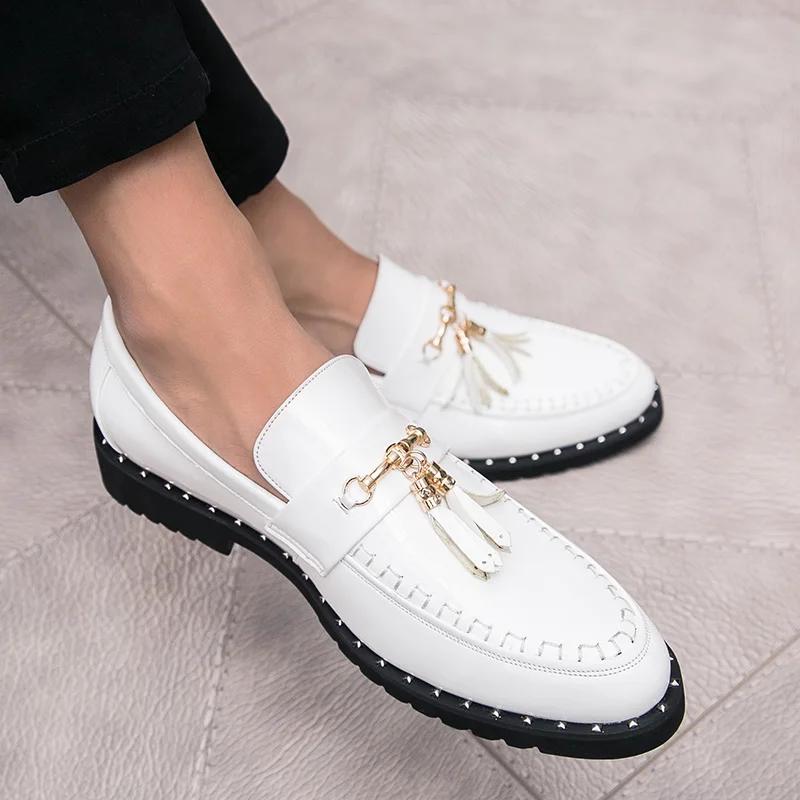 Fashion Men Leather Driving Shoes tassel Black Blue Slip On loafers spring Summer Men Leather moccasins outdoor club pary shoes men
