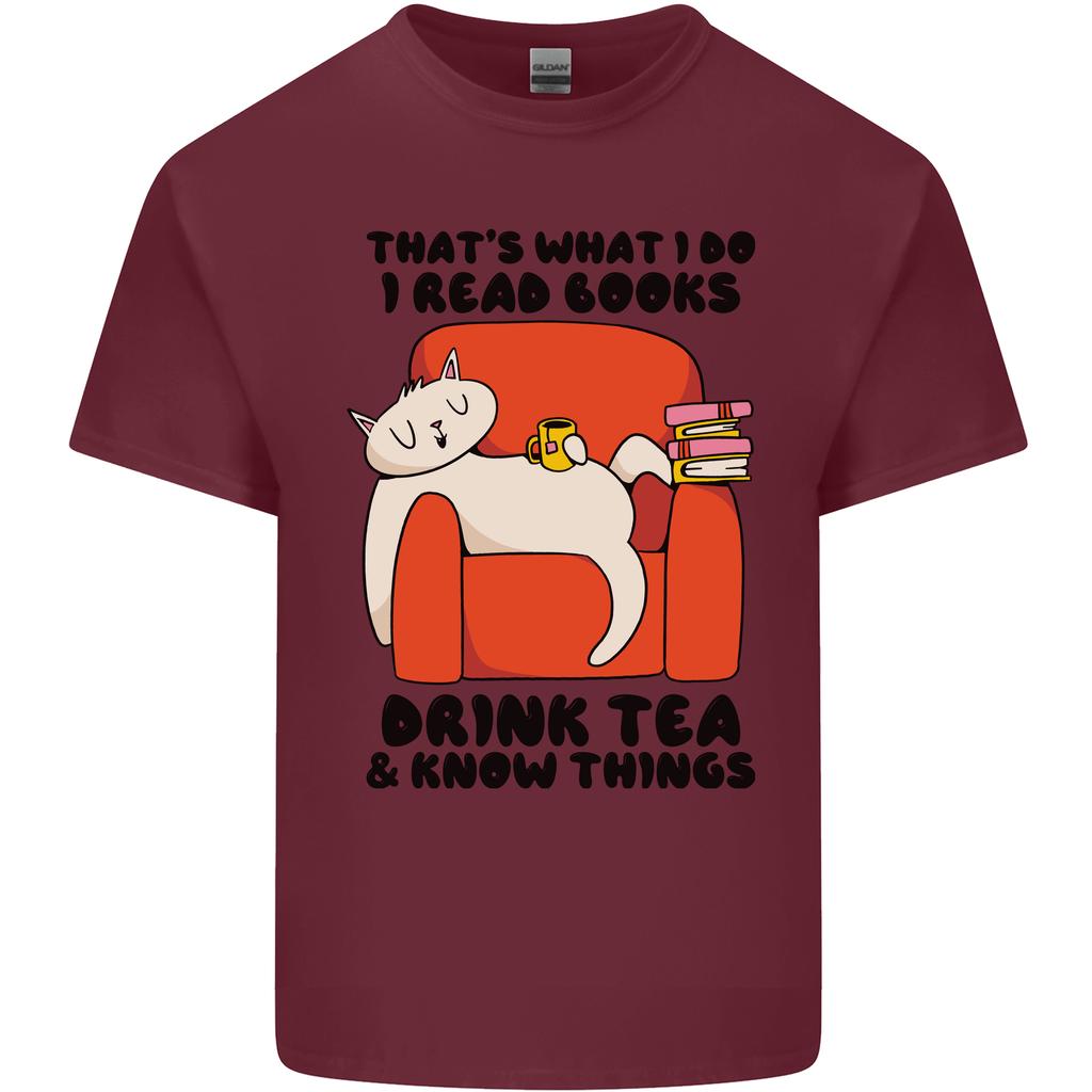 I Drink Tea and Know Things Funny Cat Unisexs Light Cotton TShirt
