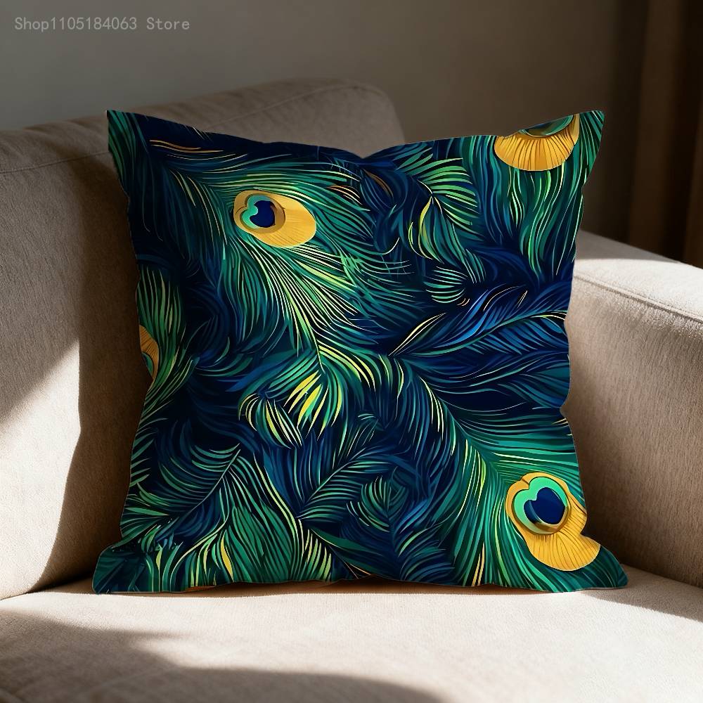 Mandala Peacock Pattern Throw Pillow Case For 30x30cm 40x40cm 45x45cm 50x50cm 55x55cm Square Sofa Pillowcase Shell