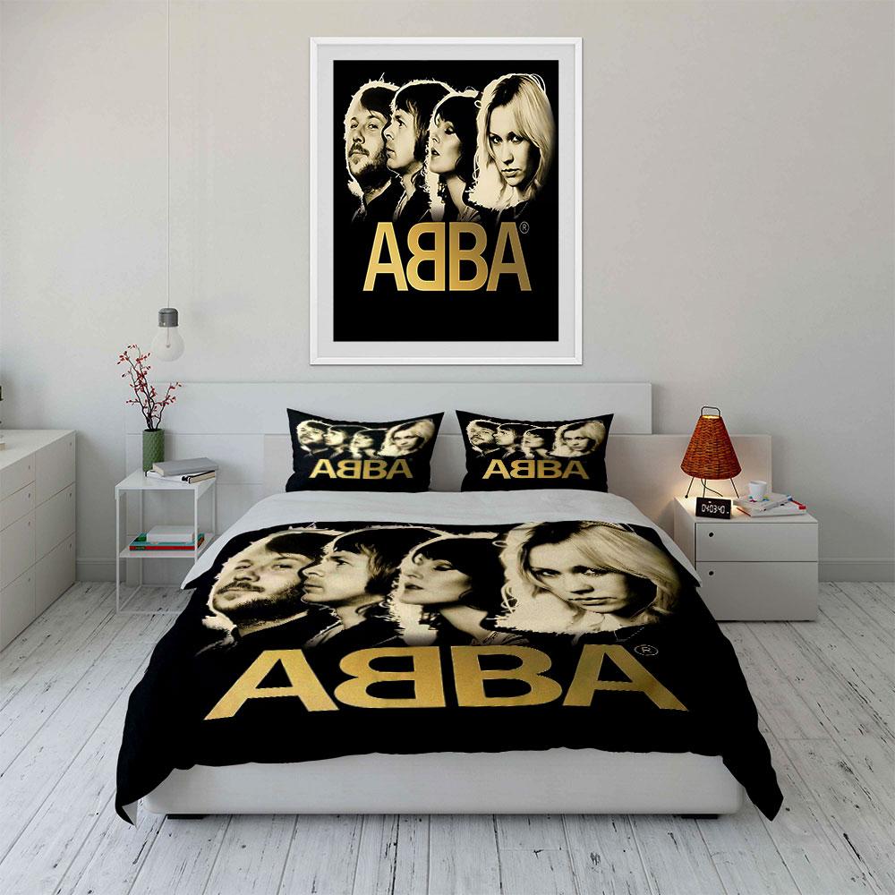 Golden ABBA Portrait Design Bedding Duvet Cover Set Duvet Cover Pillowcases  (1*Duvet Cover 2*Pillowcases, without duvet insert)