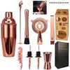 Rose Gold Stainless Steel Trapezoidal Bamboo Frame Mixer Set Bar Mixer Tool 10-Piece Cocktail Mixer Cup