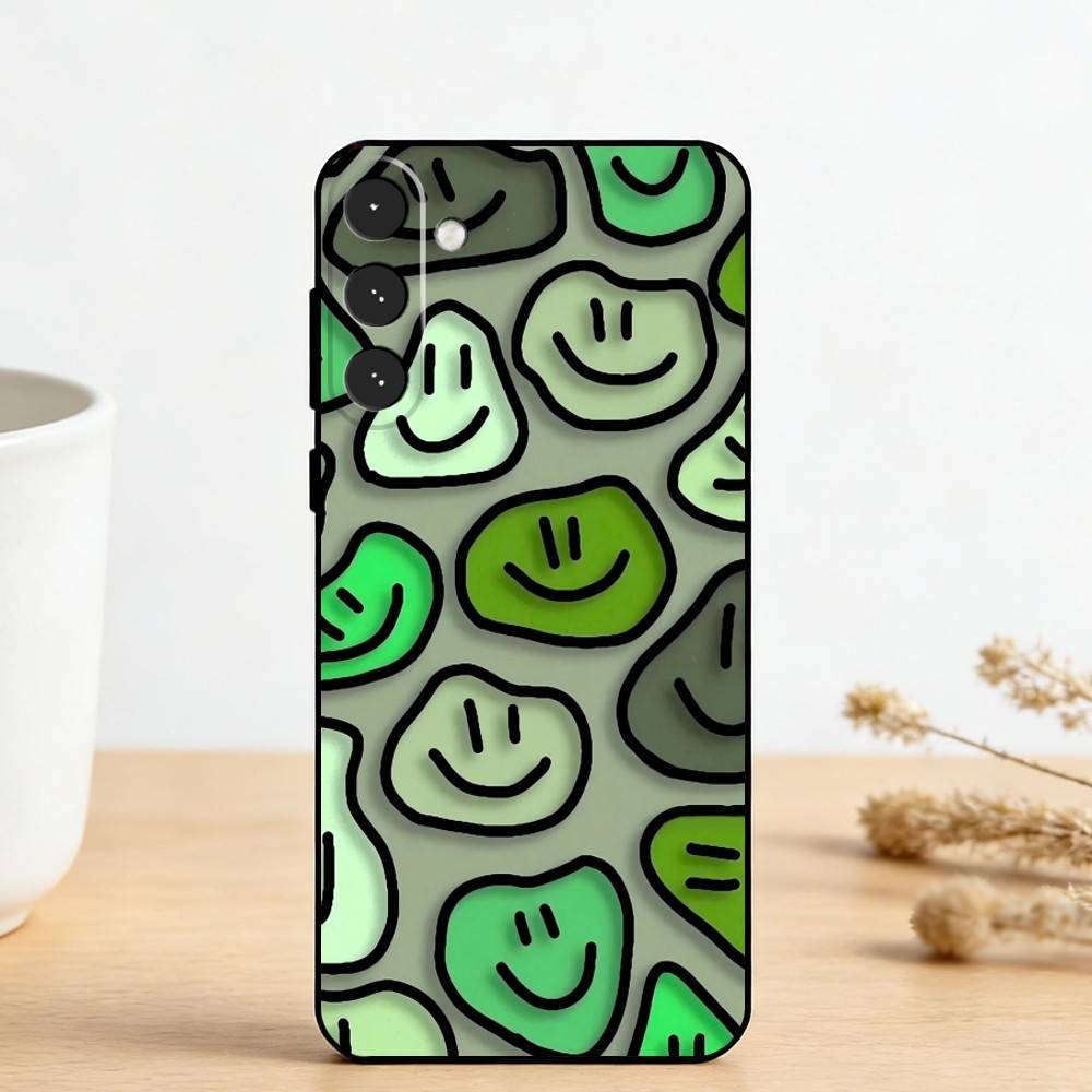 C-Cute Smile A-Art Handyhülle für Samsung Galaxy A73, A72, A71, A70, A53, A52, A51, Andere Weiche Schwarze Hülle