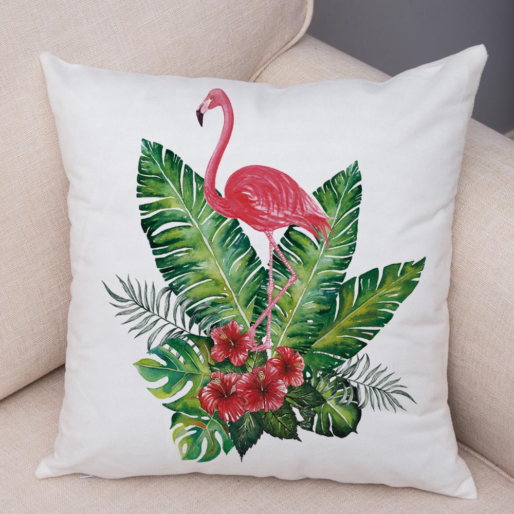 Watercolor Flamingo Cushion Cover Hand Painted Style Single Bird Design Soft Square Pillow Home Living Decor Accessory xcm