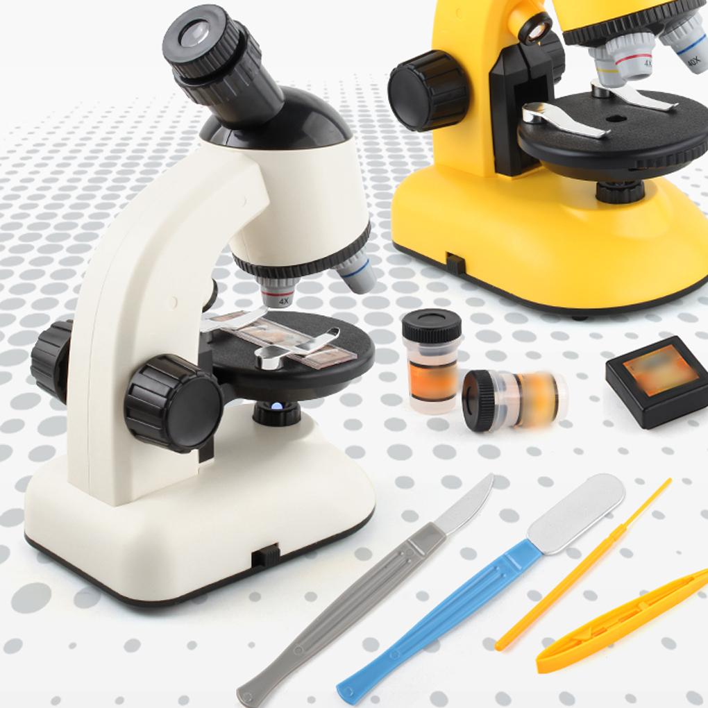 Children Students Rotatable Microscope Home Laboratory Adjustable 100X 400X 1200X Magnification Times LED Microscopes Magnifier