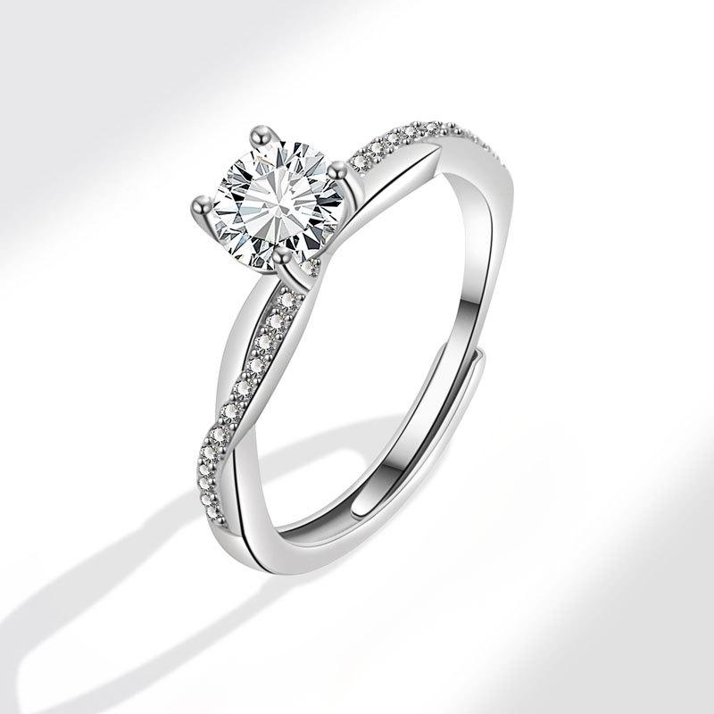 

Women Moissanite Ring Love Intertwined Twisted Vine Design Diamond Ring Elegant Jewelry Gift For Her Anniversary opening adjustable біле золото кольору
