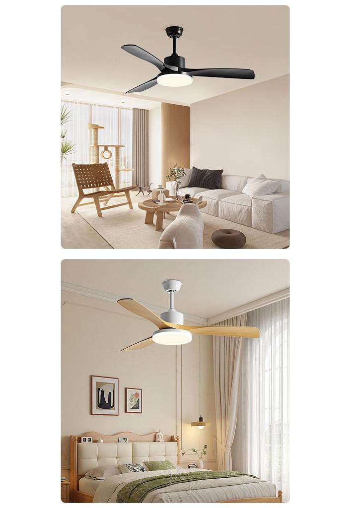 Nordic Retro Solid Wood Ceiling Fan with Light