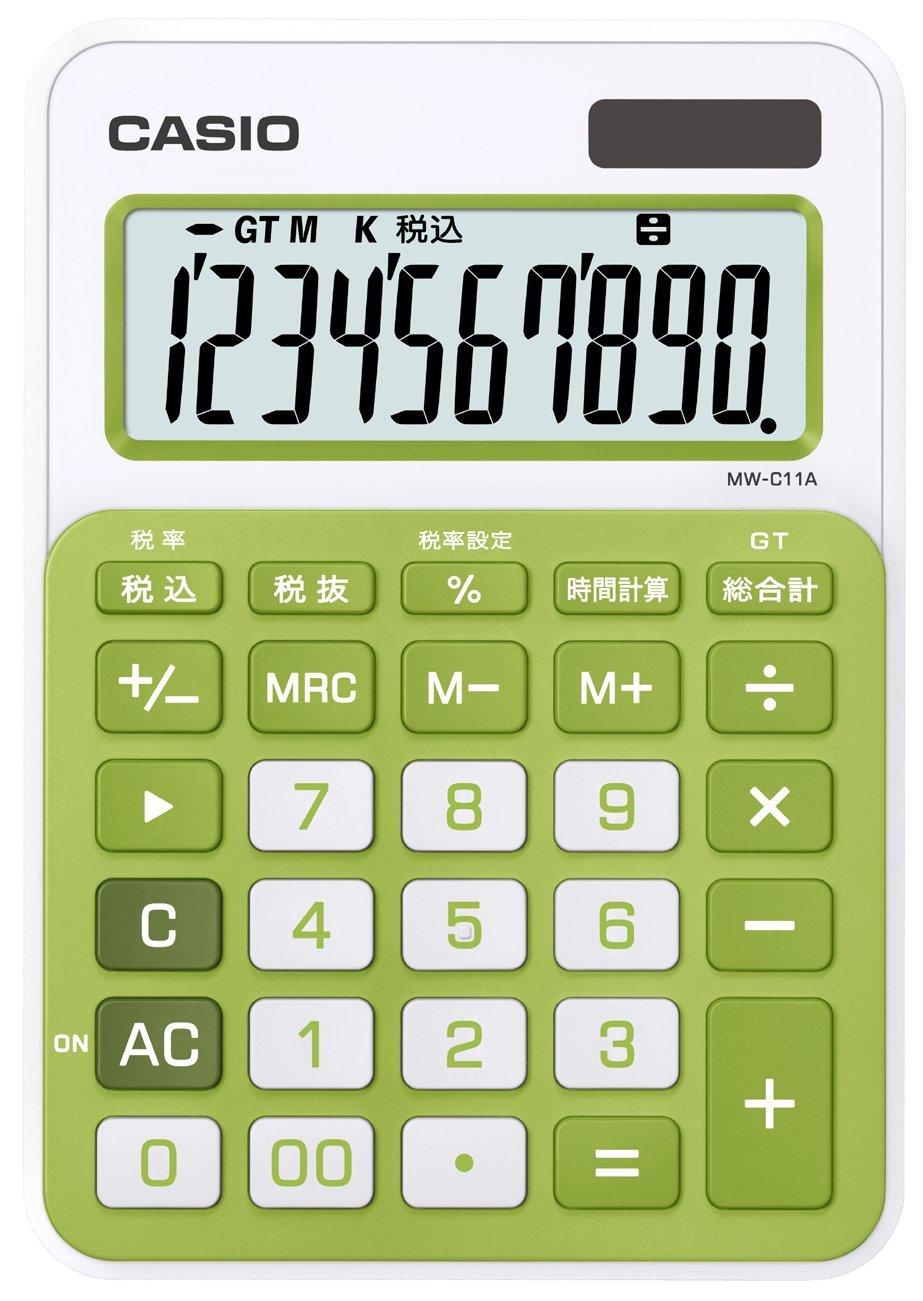 

Casio Colorful Calculator, Mini Just Type, 10 Digits, MW-C11A-GN-N, Citrus Green
