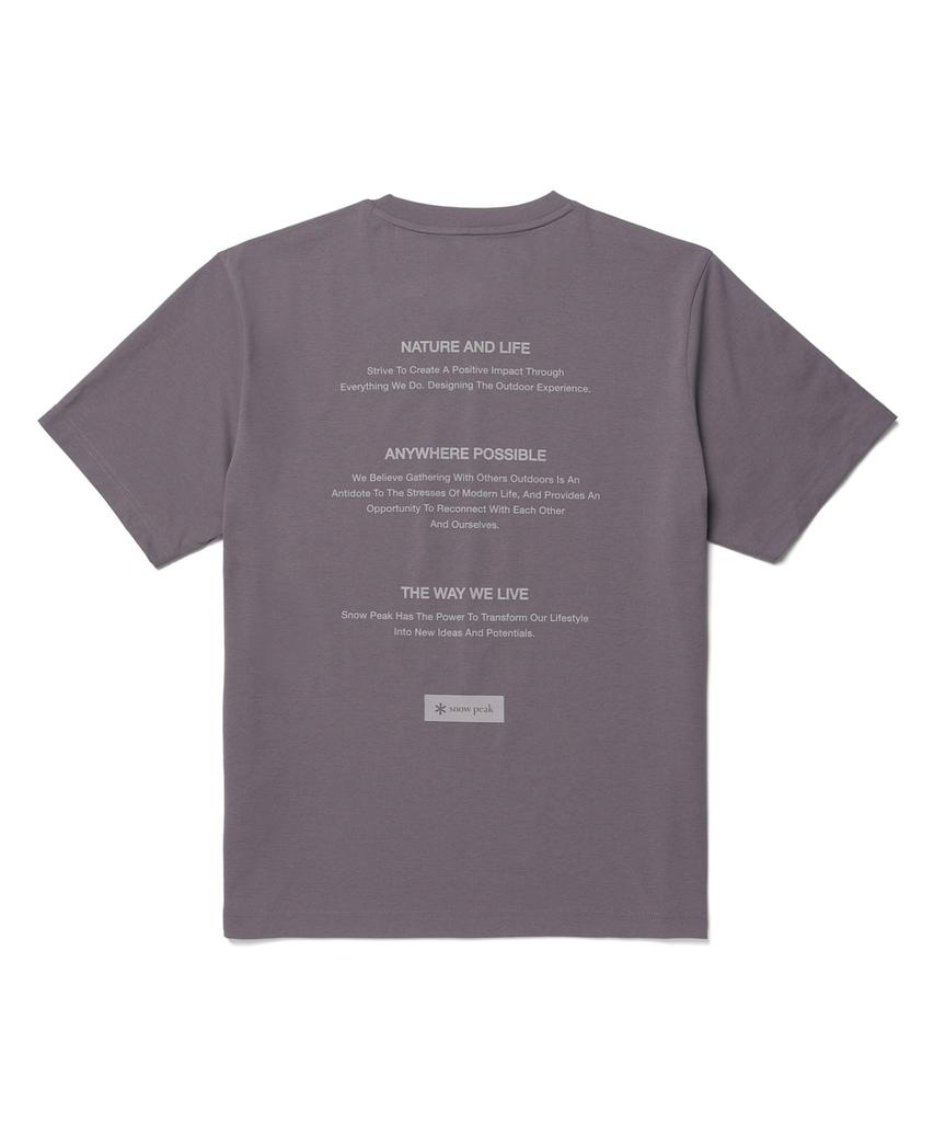 SNOWPEAK APPAREL Quick-Dry Lettering Short Sleeve T-Shirt (S26Mmtts18) Gray Blue