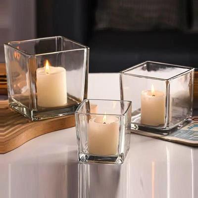 New Transparent Glass Candle Holder: Round Bottom & Square Candlestick