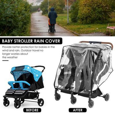 Regenschutz für Doppelkinderwagen, universeller Regenschutz für nebeneinander liegende Kinderwagen, Kinderwagen-Regenmantel, Zwillingskinderwagen-Abdeckung, NEU
