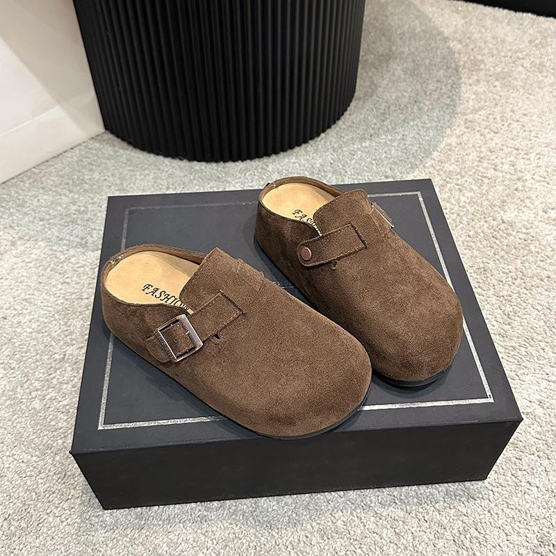 Fashion 2025Spring New Women's Shoes Fashion Suede Leisure Slippers Retro Baotou Half Slippers for Women Outdoor Non Slip Beach Slippers