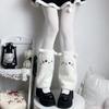 Japanese Cute Cats Ears Faux Furs Leg Warmers for Women Girls Warm Thermal Fuzzy Plush Foot Covers Long Calf Socks