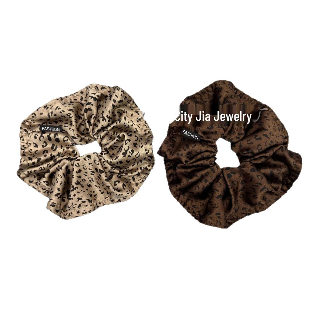Leopard Print Satin Oversized Scrunchie Hair Accessory