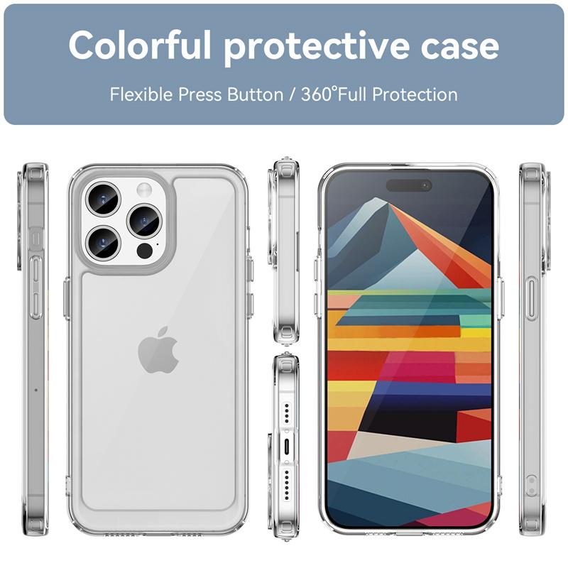 For iPhone 16 Pro Max Case Cover iPhone 16 Pro Max Capas New Shockproof Phone Bumper Back Armor Clear Transparent iPhone 16 Plus