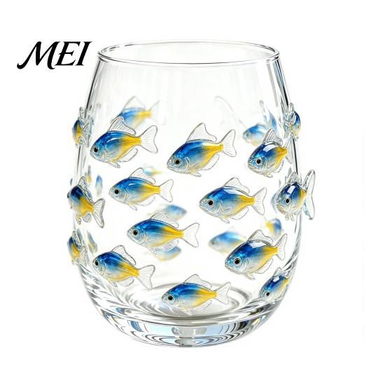 Accessoire de Bar Style Océan Verre à Vin sans Pied Poulpe, Verres à Boire Thème Animal Marin Imprimé 3D, Verrerie en Verre Borosilicaté, pour Cocktails Et Maison Unique