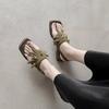 Krazing Pot Cow Suede Nubuck Summer Size 40 Hook Loop Tassel Fringe Low Heels Women Peep Toe Sandals