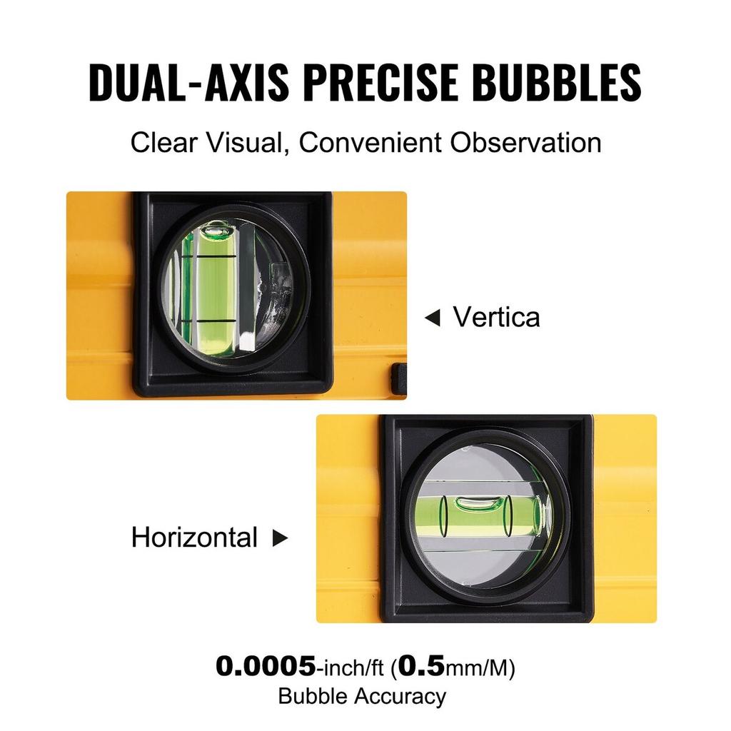 Magnetic Torpedo Level, 600mm, LED Backlit Screen Mechanical Bubble Vials Ruler for 0-360 Degree, Gravity Sensor Aluminum Alloy Leveler Tool w/