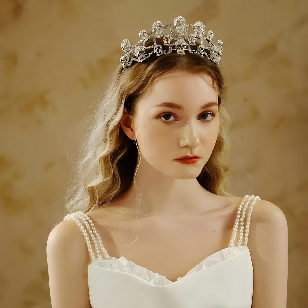 1pc Personalized Skull Crown Gothic Punk Accessory Suitable For Role-playing Party Gathering Festival Paired Unisex Tiaras Crown