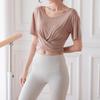 OEING Women's Short Sleeve Round Neck Yoga & Fitness Crop Top