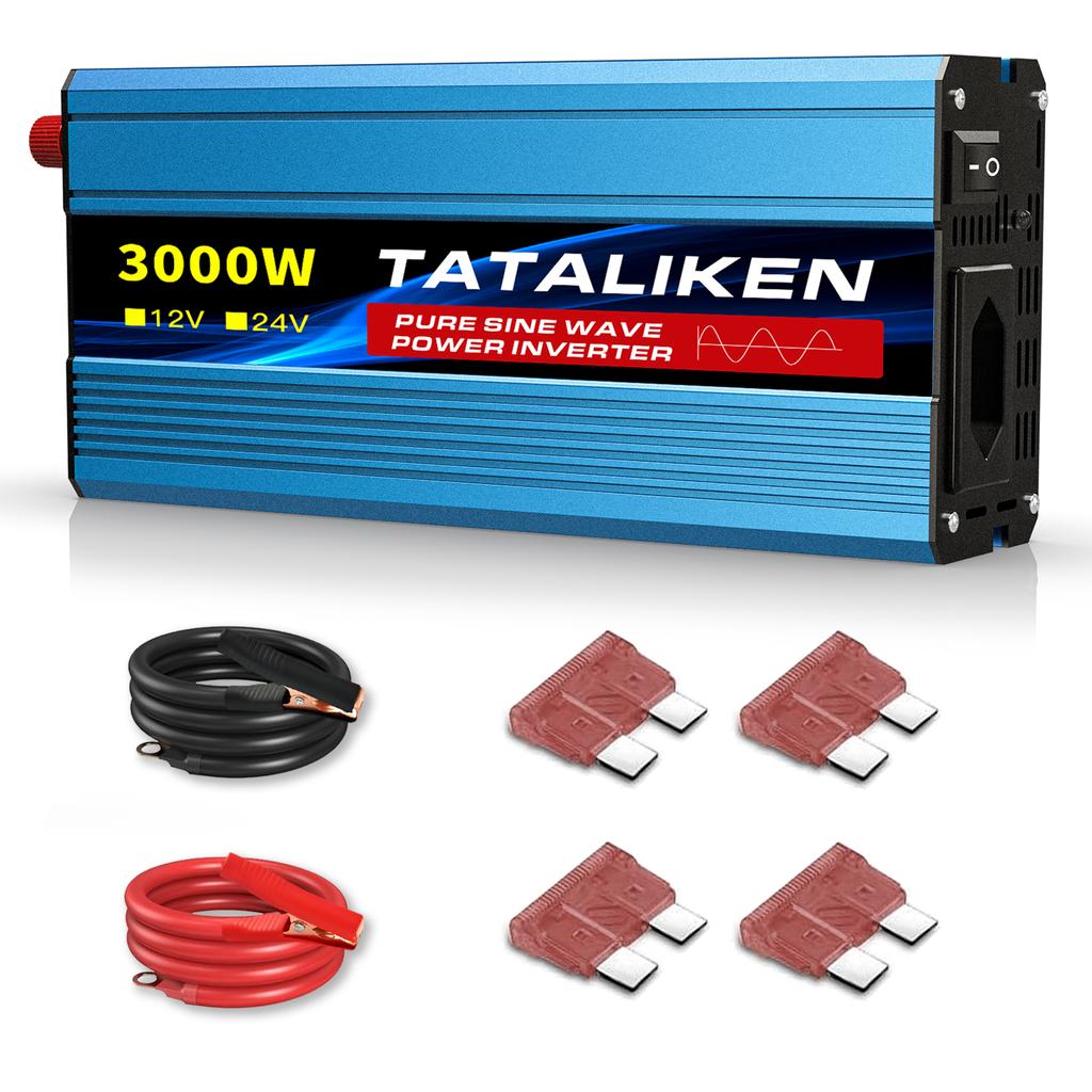 1600W Multi-Power Brazil Compatible Inverter, 12V DC Input to 110V or 220V AC Output, with Digital Screen & Temperature Control