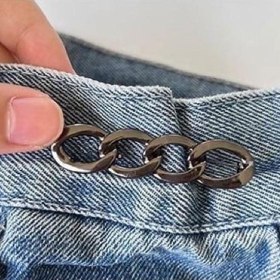 3Pcs Waist Button Adjustable 4-in-1 No-Sew Waist Buckle Alloy Waist Tightener for Jeans Skirts Sleeves Fits Most Waistbands