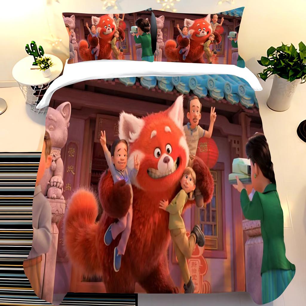 Pixar Red Panda Bedding Sets Duvet Cover Set King Size Children'S 3-Piece Set 1 Quilt Cover 100% Polyester Home Comforter