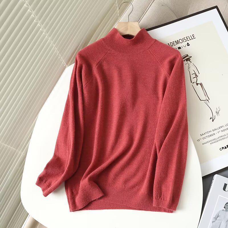 

Весна 2025 Женский Элегантный Повседневный Вязаный Свитер: Универсальный, Однотонный, Круглый вырез Medium красный