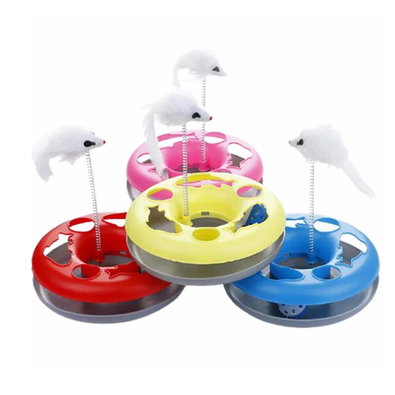 Pet Toy Cat Turntable Ball for Indoor Cats Interactive Kitten Toys Roller Tracks with Catnip Spring Funny Cat Toy Teaser Mouse