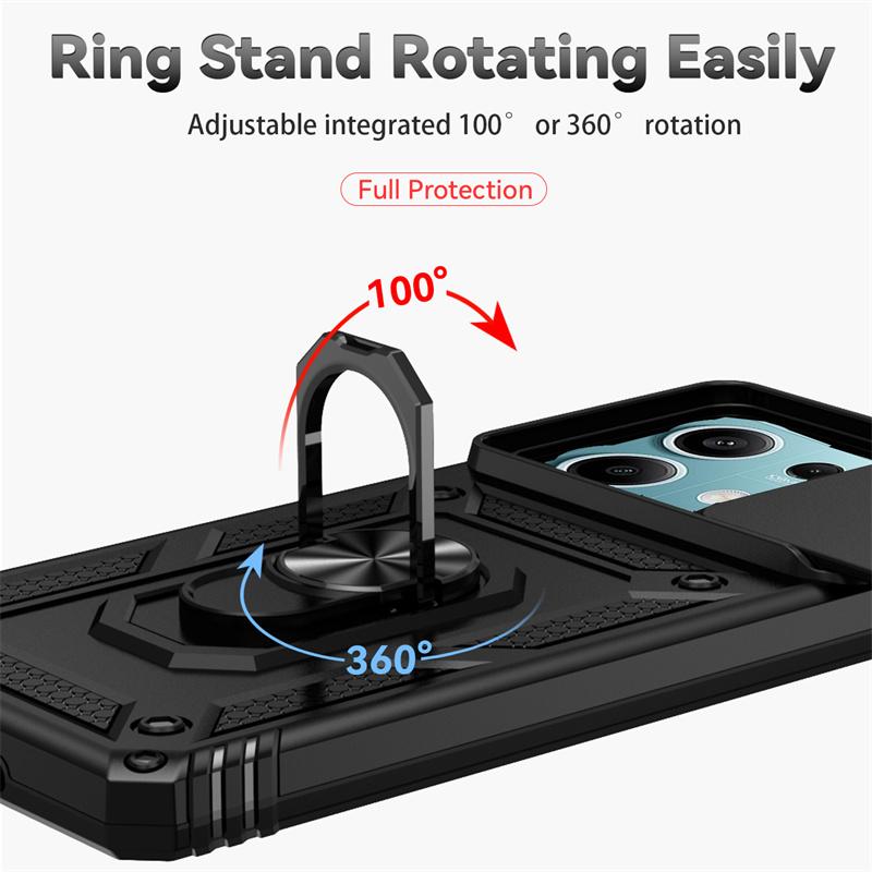 Armor Funda For Xiaomi Poco X6 5G Slide Camera Lens Protect Phone Case For Pocox6 Pocco Poxo Poko Little X6 X 6 6X 5G Back Cover