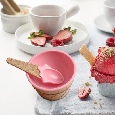 1 Sada Miska na zmrzlinu Ekologická Kreslený tvar Plastová Dezertní Kelímek na jogurt se lžičkou pro domov