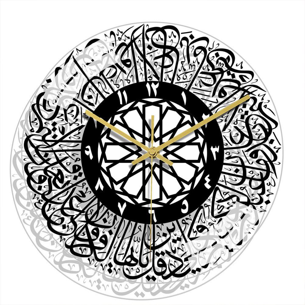 Silent Wall Clock Acrylic Three dimensional Muslim Living Room Bedroom Dining Room Decoration black