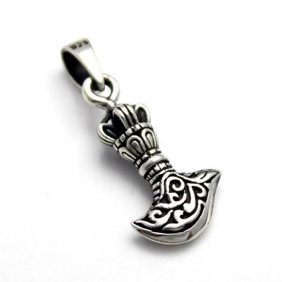 Tibetische Kartari Gebogene Klinge Sterling Silber 925 Anhänger Anhängeröse Sterling Silber 925 Amulett Schutz