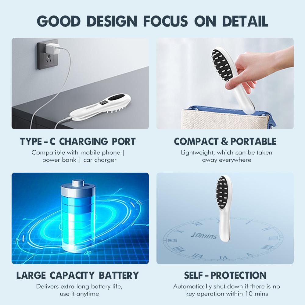 Infrared Hair Growth Comb Scalp Applicator Essential Oil Liquid Guide Comb Head Care Tools Portable Electric Head Massage Comb