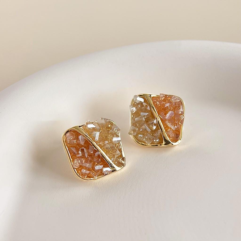 Farbverlaufskristall-Blumenohrringe, Ohrringe im süßen Waldstil, leichter Luxus, hochwertige und elegante Ohrringe für Frauen