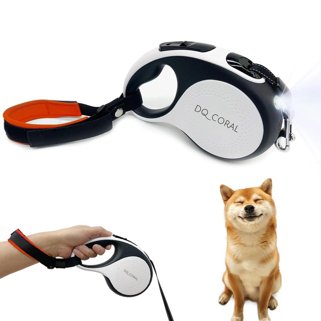 Strap Retractable Dog Leash for Dogs with LED Light 5m Length Rechargeable Retractable Dog Leash with Automatic Rewind Reflective Light for Night