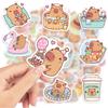Cute Capybara Cafe Stickers Cartoon Fun Animal DIY Kids Toys Gift for Journal Scrapbook Laptop Phone Luggage Waterproof