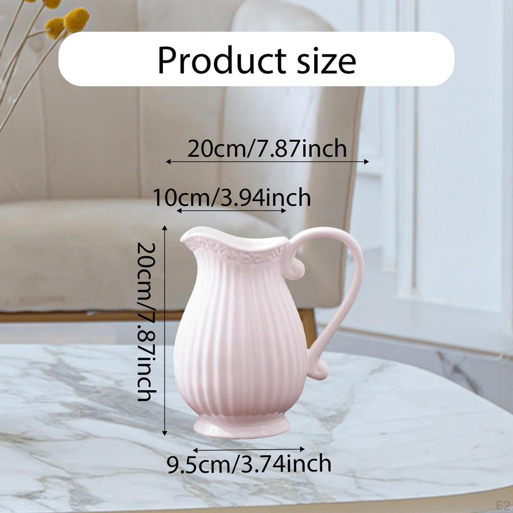 Keramikkrug Vase Pflanztopf Bauernhaus mit Griff Innen Dekokrug Blumenhalter für