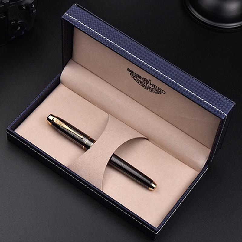Hero 953 Metallgrau Kleine Quadrate Karriert Zylindrisch Nachfüllbarer Rollerball Stift Goldene Zierleisten Professionelle Büroartikel Schreiben