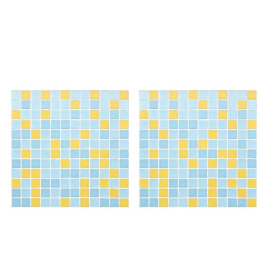 2Pcs 3D Mosaic Tile Sticker, 11.8 x 11.8 Inch Removable Wallpaper Tile, 3D Self Adhesive Wall Tiles, Bathroom Wall Tiles F