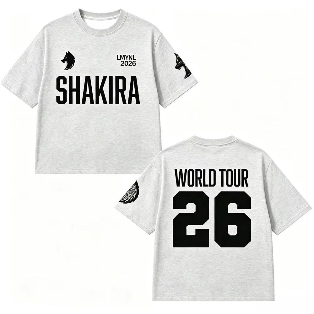 2026 Shakira Lmynl World Tour Printed Cotton T Shirt Unisex Men Women Kids Streetwear Casual Short Sleeve Tops 1pc