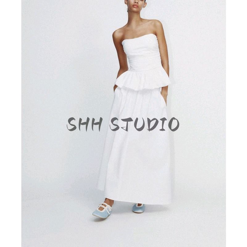 Spring New Women's Clothing Fashion Wind Wave Edge Poplin Tops 476401 800 Pleated Midi Dress 4764400