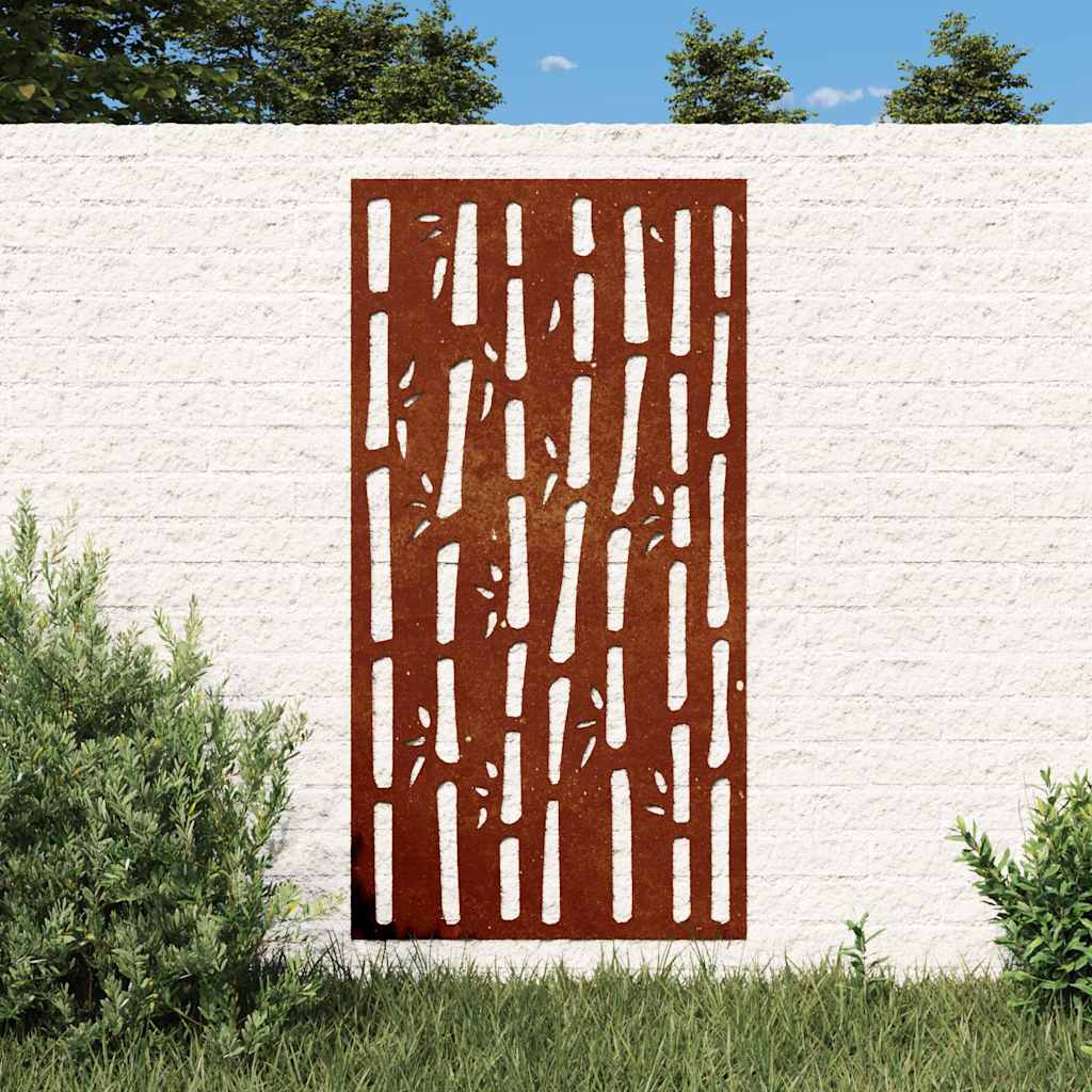 Vidaxl Gartenwanddekoration, 105x55 cm, Cortenstahl, Bambus