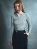 Renezmia Fingerhole Y-Neck Top_Gray