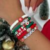 SHIXIN Cute Christmas Series Tree Snowflake Snowman Pendant Bracelet Set Women Adjustable Crystal Bead Chain Rope Chain Bracelet