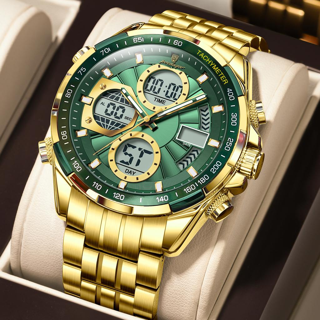 E108 Luxury Stainless Steel Multifunction Men Quartz Watch Alarm Calendar 30M Waterproof Luminous Watch for Men
