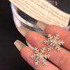 Christmas Snowflake Zircon Crystal Pearl Earrings Stud For Women Dangle Hook Fashion  Xmas Party Jewelry Gift