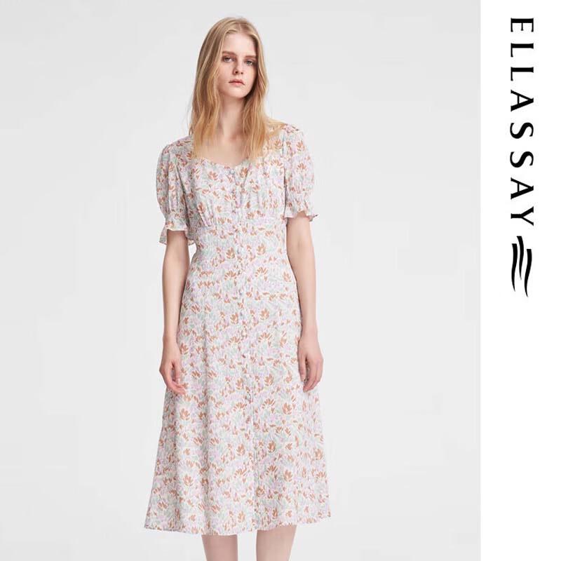

ELLASSAY French Floral Midi Short-Sleeve Dress EWE351Y07100 L