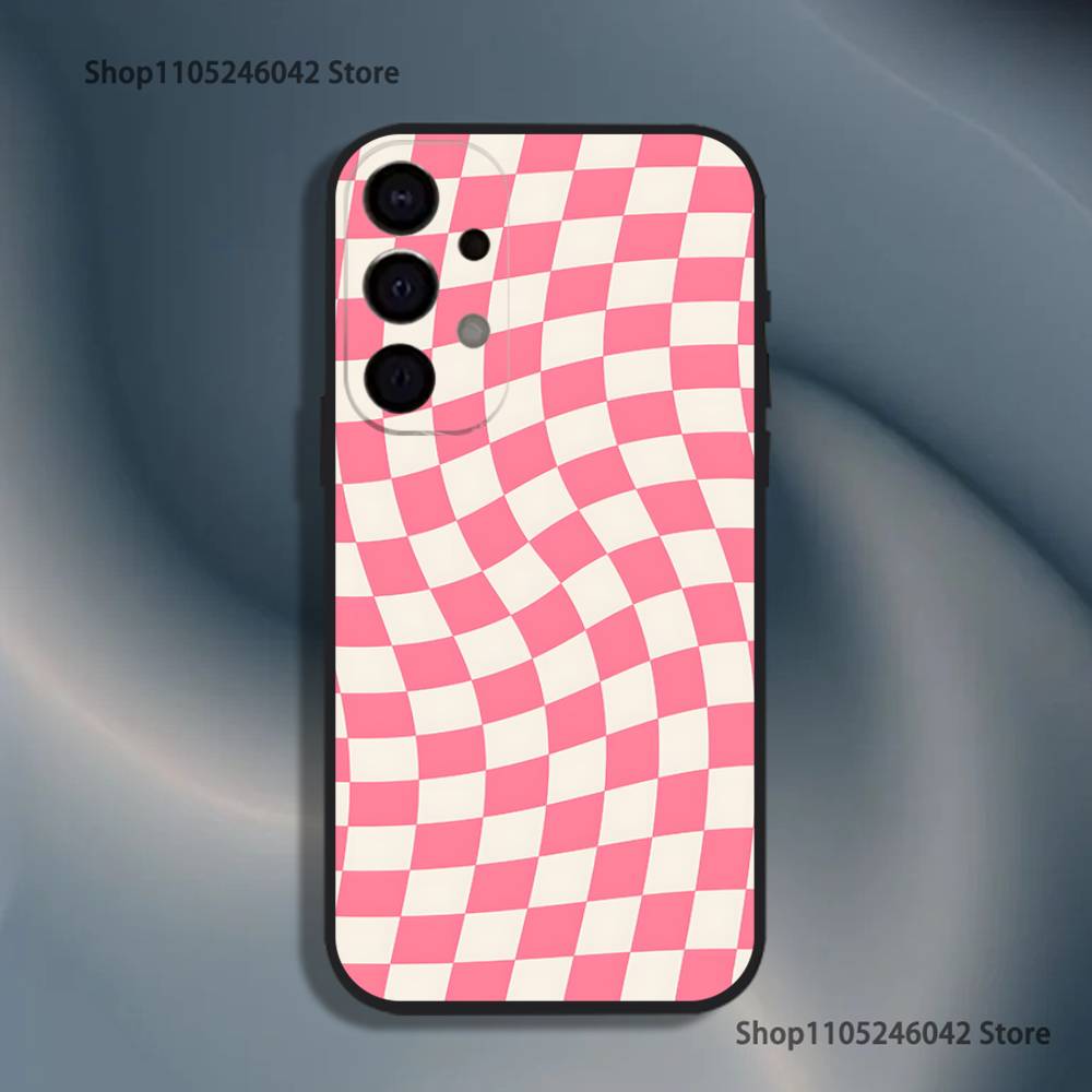 Checkered Pattern Shockproof Phone Case For Samsung S26,S25,S24,S21,S22,S23,S30,Ultra,S20,Plus,Fe,Lite,5G Black Cover
